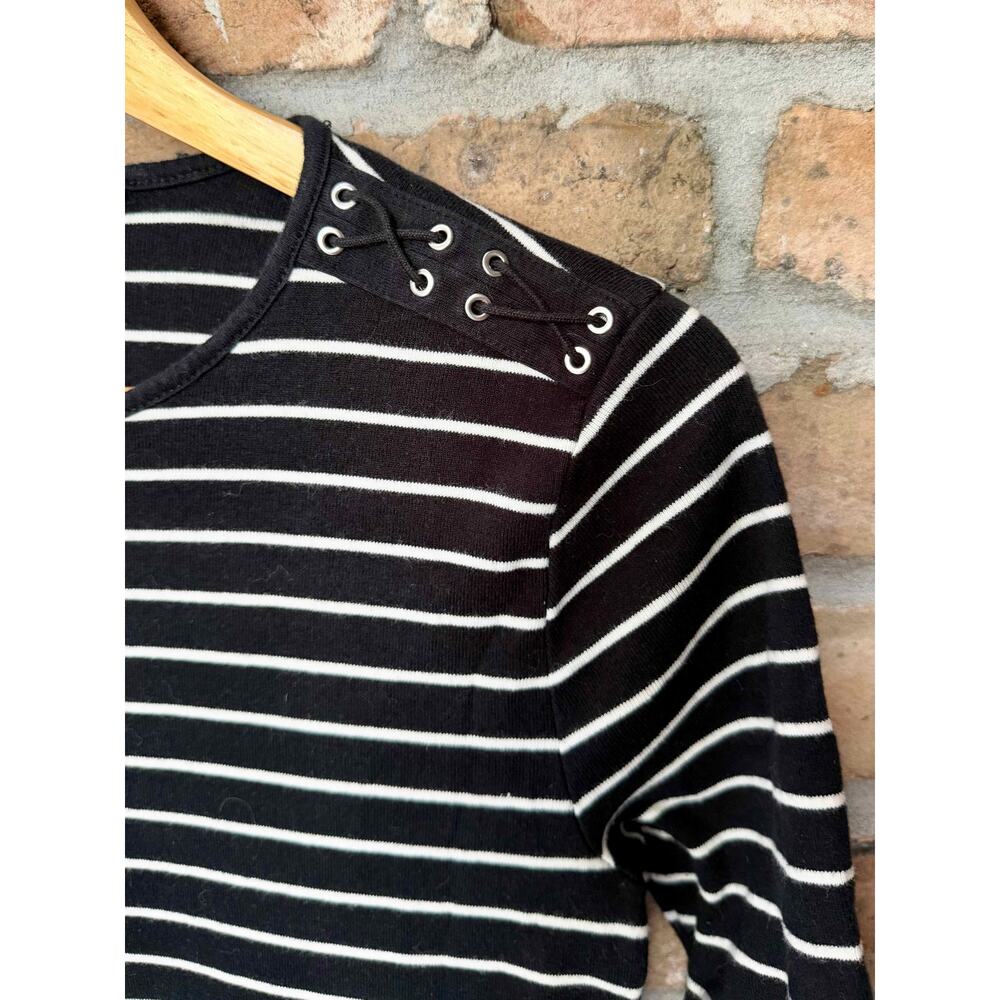Lauren Ralph Lauren Striped Navy White Midi Dress Petite Med Nautical Preppy - Picture 3 of 8